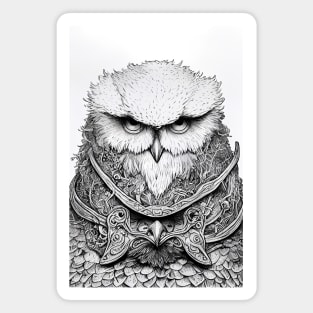 Owl Bird Wild Nature Illustration Line Epic Illustration Line Art Magnet